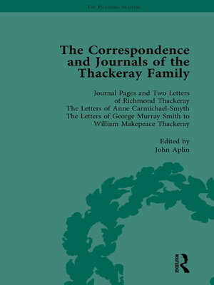 cover image of The Correspondence and Journals of the Thackeray Family Vol 1